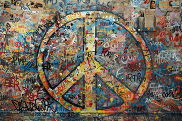 Peace Symbol Graffiti Wall
