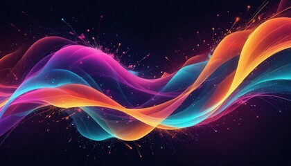 Obraz premium Colorful Abstract Digital Art with Glowing Particles