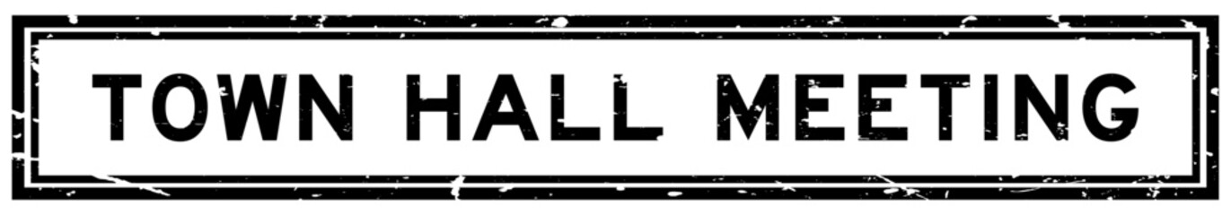 Grunge black town hall meeting word square rubber seal stamp on white bacckground