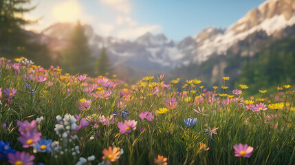 Fototapeta premium Blooming wildflower meadow