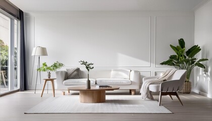 Modern Minimalist White Living Room Interior Design