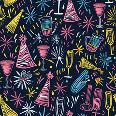 New Year and Christmas 2d cartoon or graphic advertising background, Seamless pattern