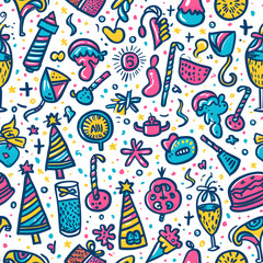 New Year and Christmas 2d cartoon or graphic advertising background, Seamless pattern