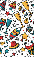 New Year and Christmas 2d cartoon or graphic advertising background, Seamless pattern