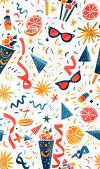 New Year and Christmas 2d cartoon or graphic advertising background, Seamless pattern