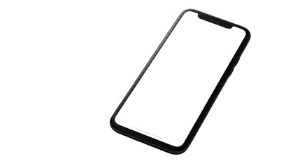 Vertical Modern Smartphone with Blank Screen - Close-Up Against transparent Background