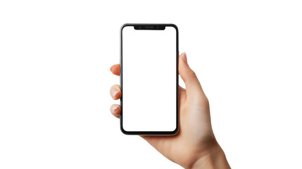 Vertical Modern Smartphone with Blank Screen - Close-Up Against transparent Background