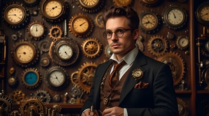 Whimsical steampunk inventor adorned with goggles.generative.ai