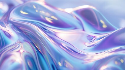 Obraz premium Iridescent holographic fluid with smooth flowing textures