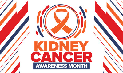 Kidney Cancer Awareness Month. Celebrate annual in March. Control and protection. Prevention campaign. Medical healthcare concept. Poster with ribbon. Banner and background. Vector illustration