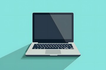 Minimalist Laptop Design on a Turquoise Background
