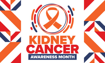 Obraz premium Kidney Cancer Awareness Month. Celebrate annual in March. Control and protection. Prevention campaign. Medical healthcare concept. Poster with ribbon. Banner and background. Vector illustration