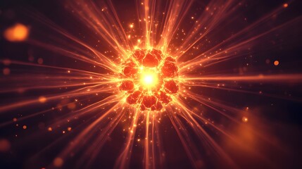 Captivating Visual of Nuclear Fission Reaction with Radiant Atomic Waves