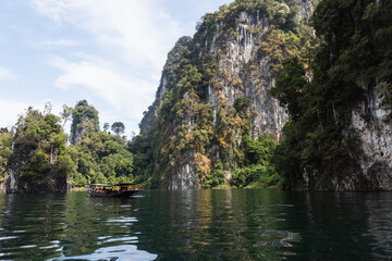 Long tail boat on lake, Khao Sok National Park