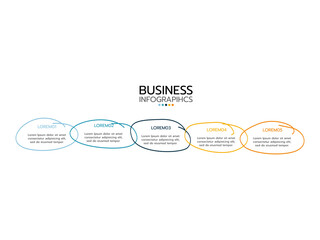 Business infographic template. concept hand drawn style with 5 options or steps.