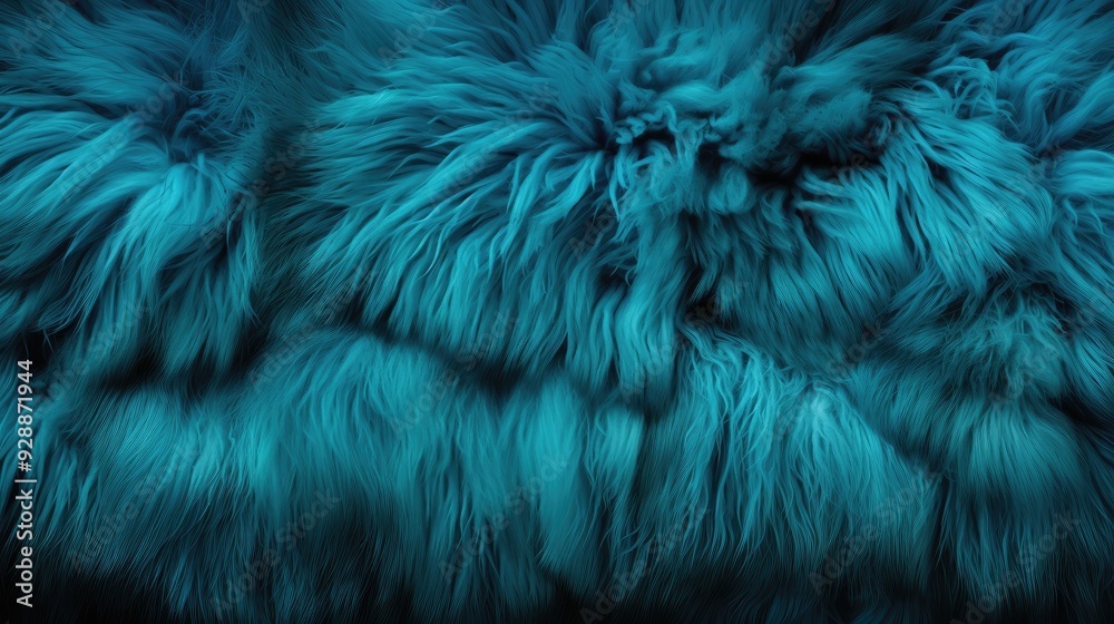 Canvas Prints Blue fur texture top view. Blue sheepskin background. Fur pattern.  