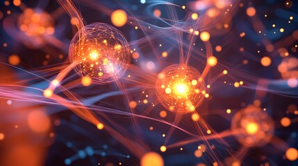 Obraz premium Visualizing Atomic Energy Fusion and Fission Processes in Dynamic Particle Interactions