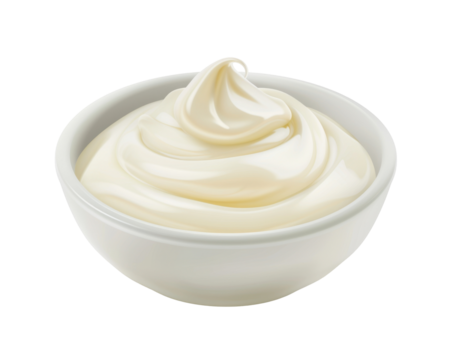 Creamy white sauce in a small white bowl.