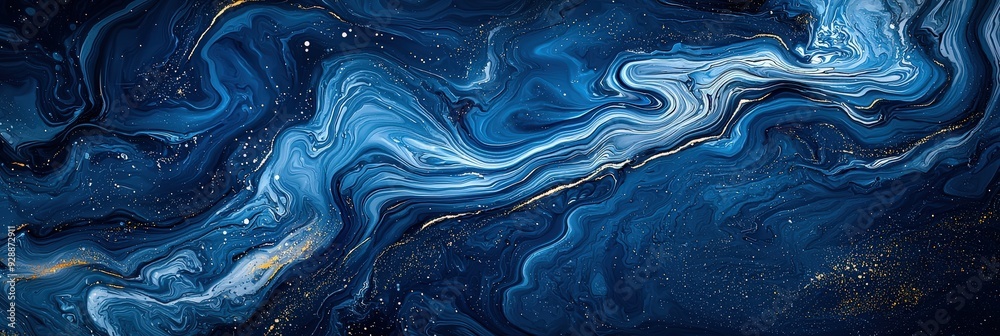 Canvas Prints Swirling patterns of deep blue and gold create a celestial backdrop with dynamic movement and rich textures