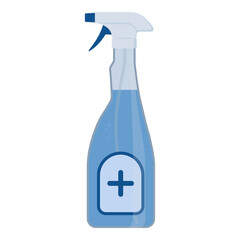 Sanitizing spray detergent in a plastic bottle