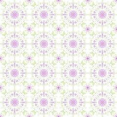 Raster pattern with flowers in an Arts & Crafts style. A seamless pattern suitable for home textiles, wallpaper, and wrapping paper.