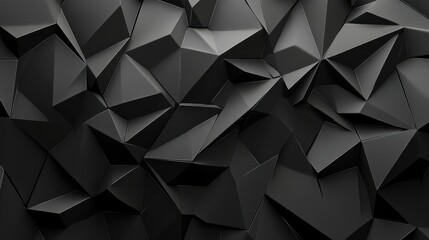 Fototapeta premium Abstract black geometric texture with sharp angles and facets.