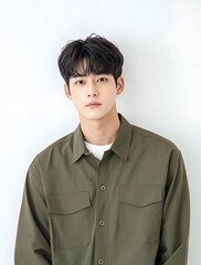 Confident Young Man Posing with Relaxed Expression in Studio