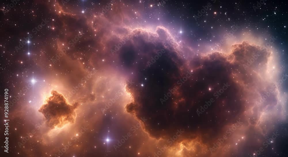 Wall mural dynamic space nebula video with rotating zoom effect and particle animation, captured in 4k at 60 fp