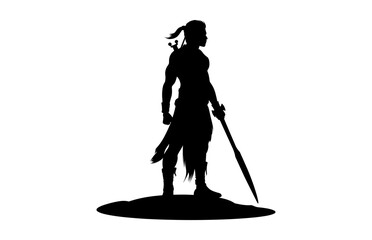 Warrior Man Silhouette Vector Art, Knight Warriors Silhouette Clipart