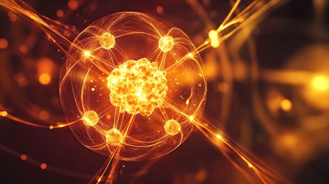 Atomic Nucleus Split During Nuclear Fission Particles Scatter and Energy Released