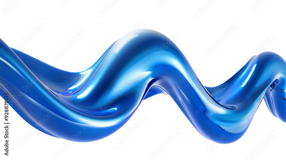 Canvas Prints abstract blue wave flowing on a transparent background.