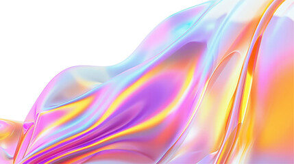 Fototapeta premium Abstract iridescent pink and orange liquid background.