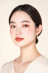 Obraz premium Graceful Portrait of a Young Woman with Elegant Pearl Earrings