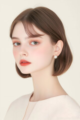 Fototapeta premium Graceful Portrait of a Young Woman with Elegant Pearl Earrings