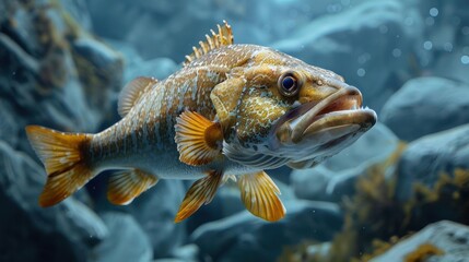 Obraz premium A close-up image of a colorful reef fish swimming underwater,