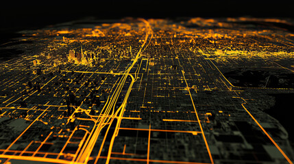 Obraz premium Technical aerial visual, 3D LiDAR GIS aerial map satellite scan model isolated, showing Garland. Elevation, topography, render