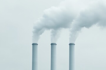 Industrial smokestacks releasing smoke into the sky, symbolizing pollution and environmental challenges.