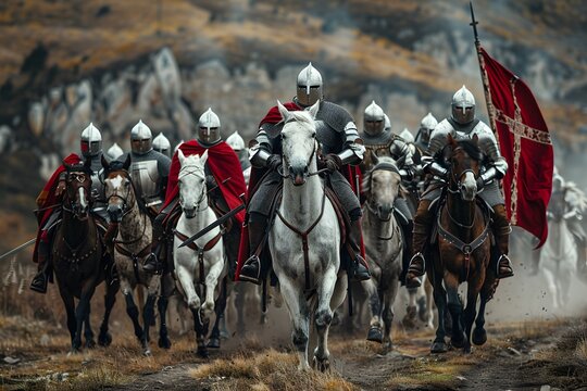 A Gallant Charge of Armored Knights on Horseback