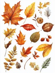 Autumn Leaves Watercolor Illustration