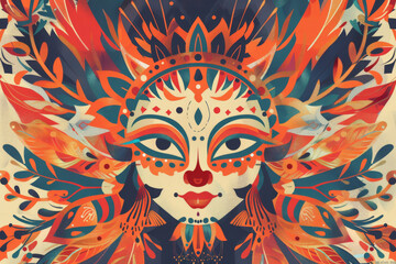 Colorful pattern with intricate floral design