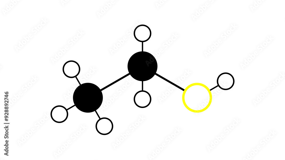 Canvas Prints ethanethiol molecule, structural chemical formula, ball-and-stick model, isolated image ethyl mercap