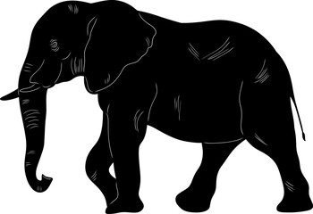 Elephant Natural Look Black Vector Silhouette Design Element
