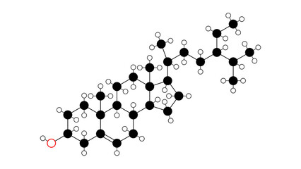 beta-sitosterol molecule, structural chemical formula, ball-and-stick model, isolated image b-sitosterol