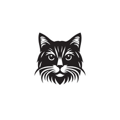 Obraz premium Cat head silhouette. Vector illustration in monochrome style on white background.