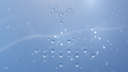 carboxymethyl cellulose molecular structure, 3d model molecule, e466, structural chemical formula view from a microscope