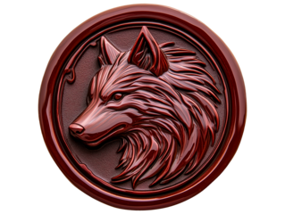 Wax seal embossed with a wolf's head
