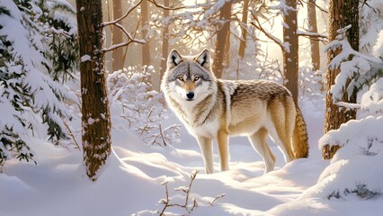 Fototapeta premium wolf in snow