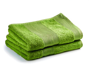 stack green towels isolated transparent background