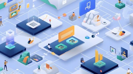 Obraz premium Futuristic Digital Workspace with Innovative Interface and Cutting-Edge Devices