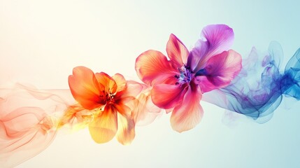 Obraz premium Abstract floral design in vivid colors, elegantly floating on a clean, minimalist background